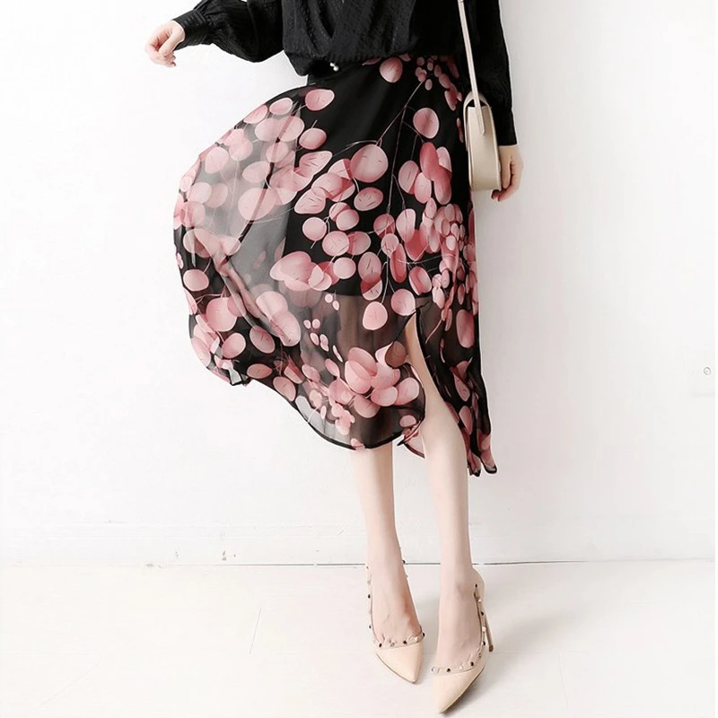 新款碎花高腰半身裙法式复古收腰显瘦轻熟风气质休闲中长裙2292