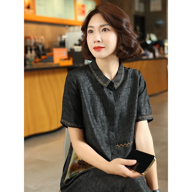 新款设计感高端时尚中长款宽松显瘦气质通勤休闲连衣裙5920