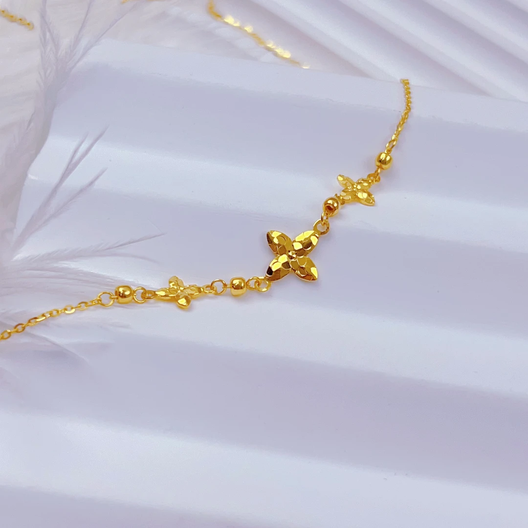 足金999星光四叶草套链轻奢时尚百搭精致甜美坠链素款少女小众