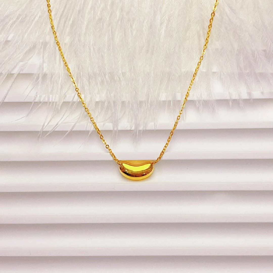 足金999相思豆套链轻奢时尚百搭简约金色三生三世光面坠链红