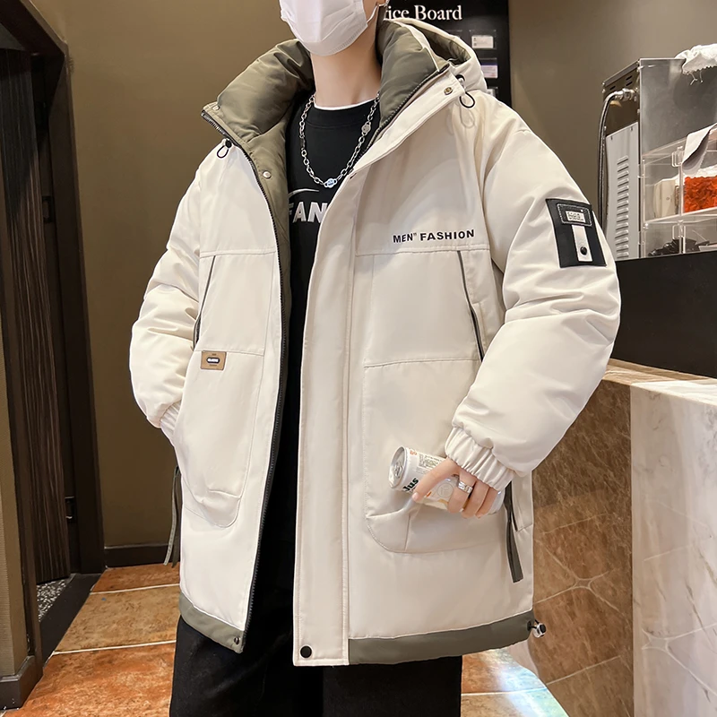 冬季款青少年男士连帽棉衣港风潮流宽松百搭学生加厚保暖棉服外套