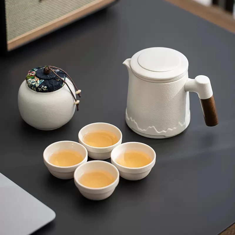 便携旅行茶具套装户外随身包陶瓷快客杯露营泡茶壶茶叶罐茶杯定制