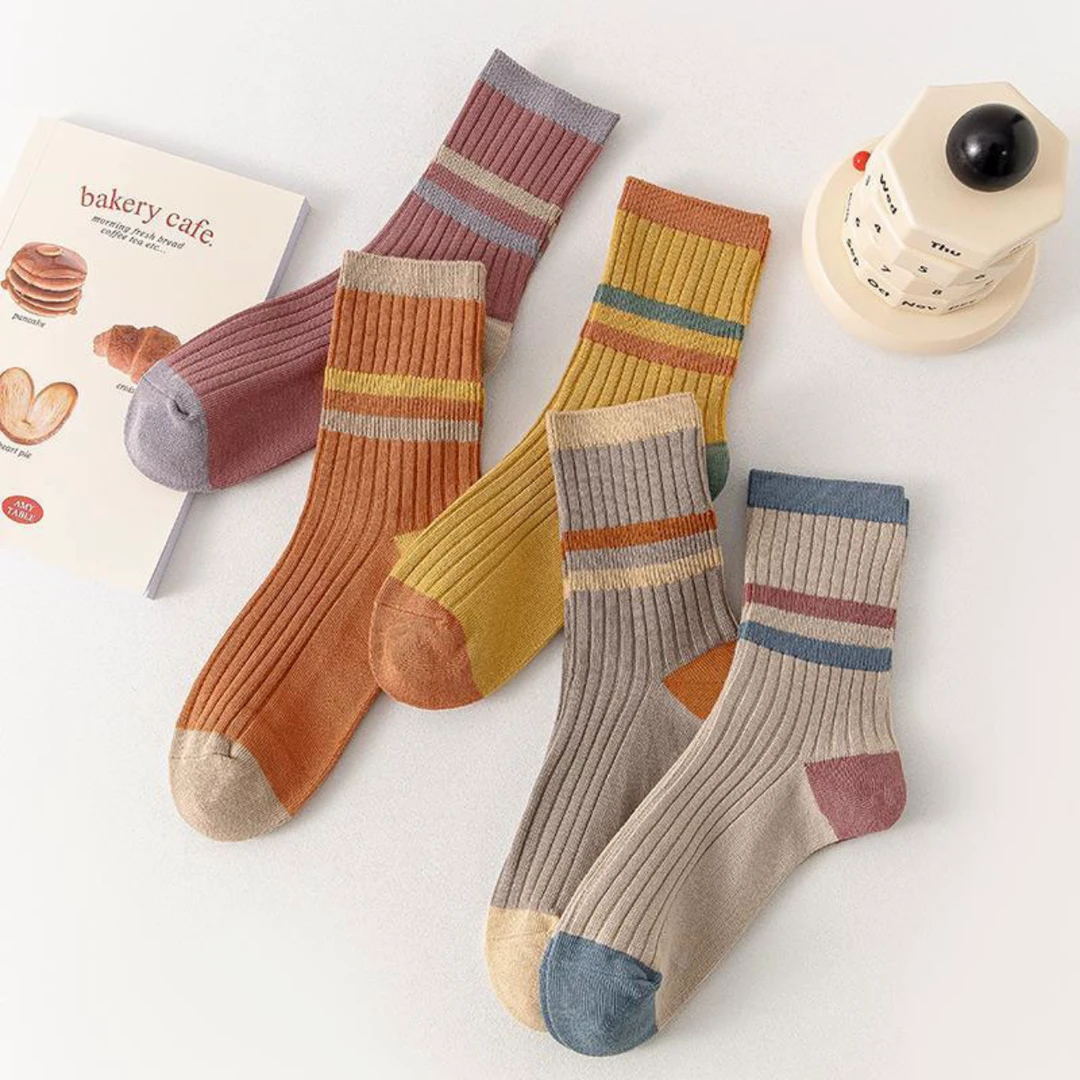 袜子女中筒ins潮韩版糖果色秋冬季透气防臭拼色时尚百搭长筒袜女