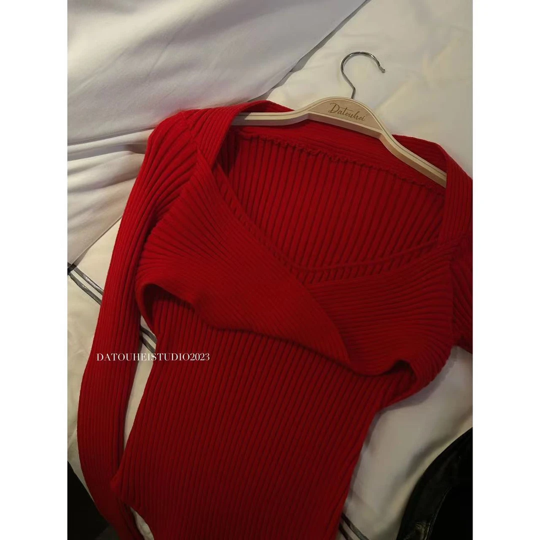 【大头黑STUDIOO】2023女冬长袖洋气气质百搭毛衫D223S09053