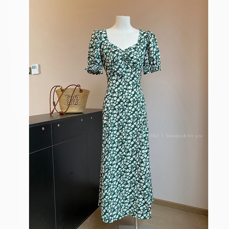 大头黑STUDIO【绿玉薄荷】2024女夏碎花显瘦气质连衣裙D224Q08406