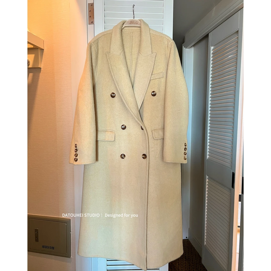 大头黑STUDIO【黄杨荫里】2024女秋冬时尚双排扣大衣D224X18297
