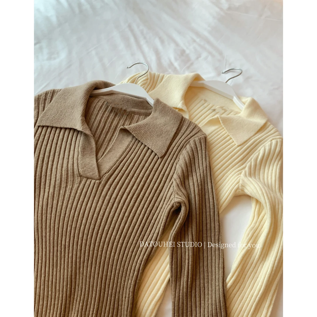 大头黑STUDIO【秒变纸片人】2024女秋坑条针织连身裙D224X18289