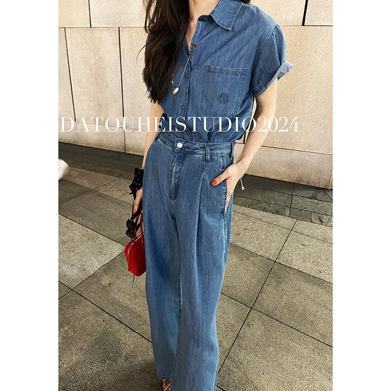 大头黑STUDIO【高街博主】2024女夏季百搭休闲牛仔裤D224X08085