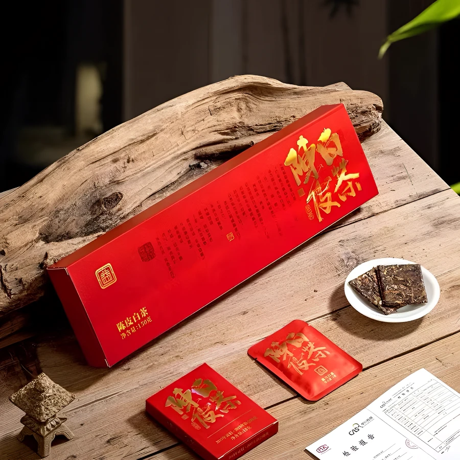 静乡玉芽陈皮白茶小方片福鼎老白茶贡眉红烟条装携带方便茶叶礼盒