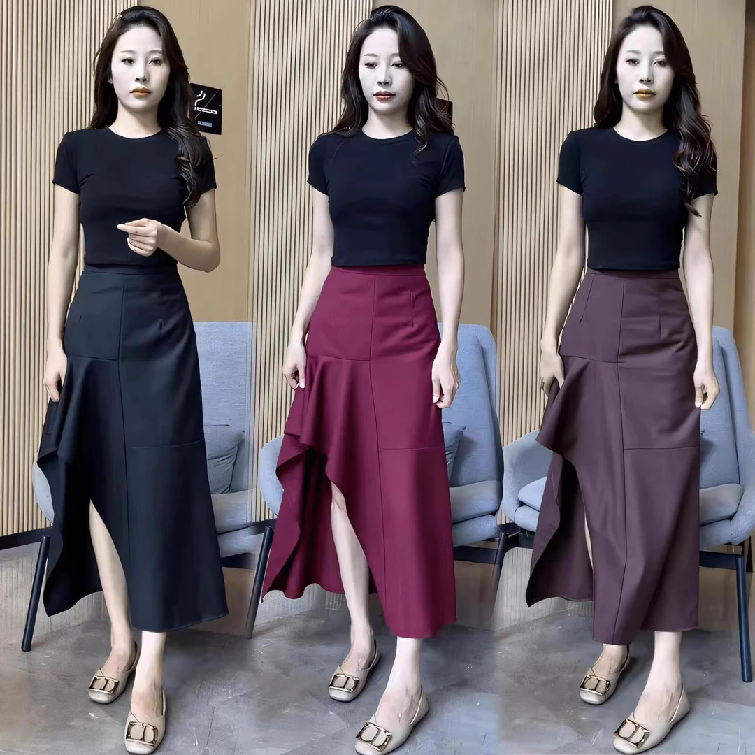 时尚高级感套装裙女2024夏季新款显瘦气质不规则高腰半身裙两件套