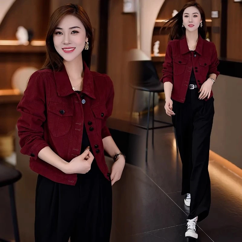 牛仔短款外套女2024秋季新款洋气宽松休闲小个子百搭翻懒夹克上衣