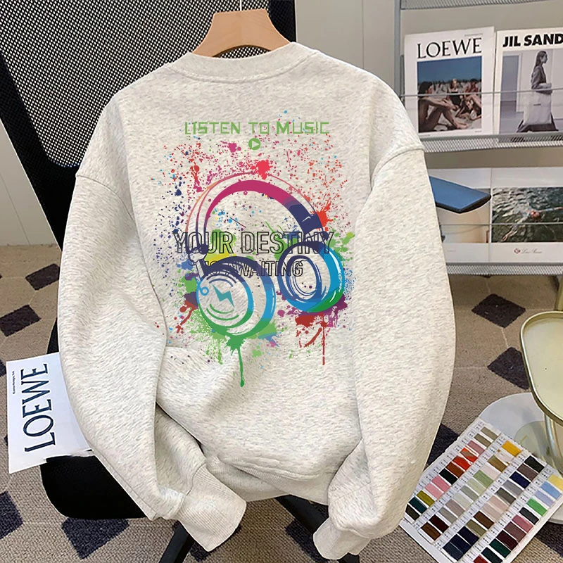 美式vintage高街潮牌圆领卫衣男秋冬季宽松保暖加绒加厚上衣外套