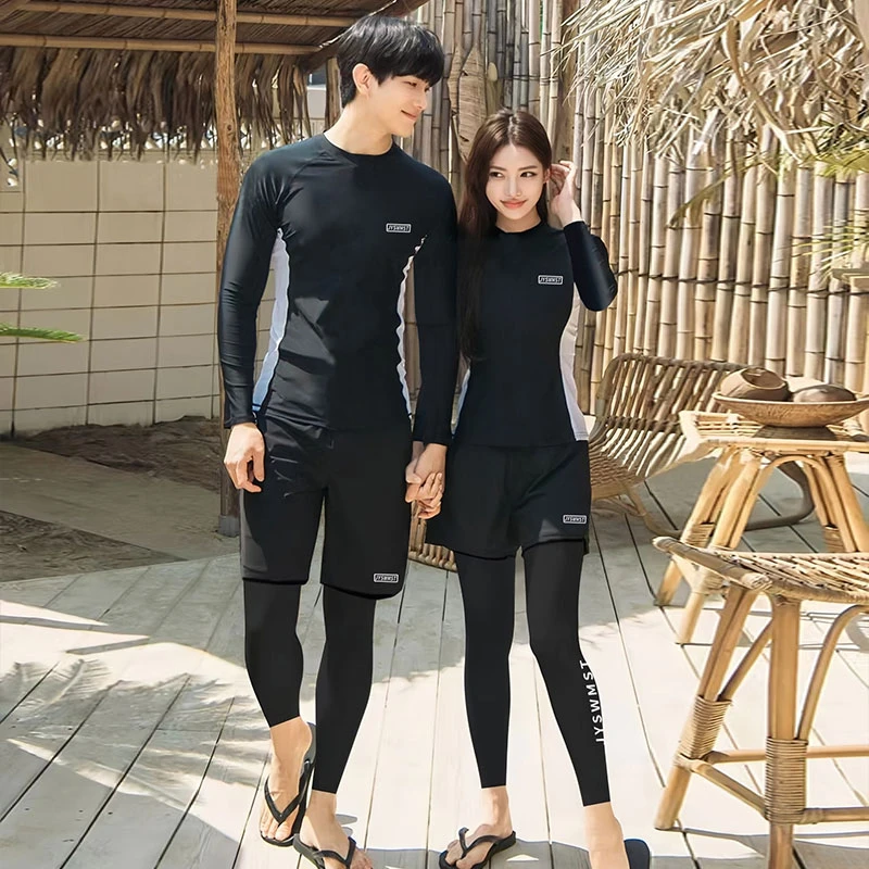 情侣潜水服男女士长袖长裤分体套装防晒速干冲浪浮潜游泳衣水母衣