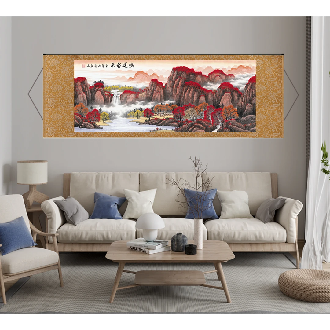 SC-17国风玄关画横幅装裱卷轴年画《鸿运当头》