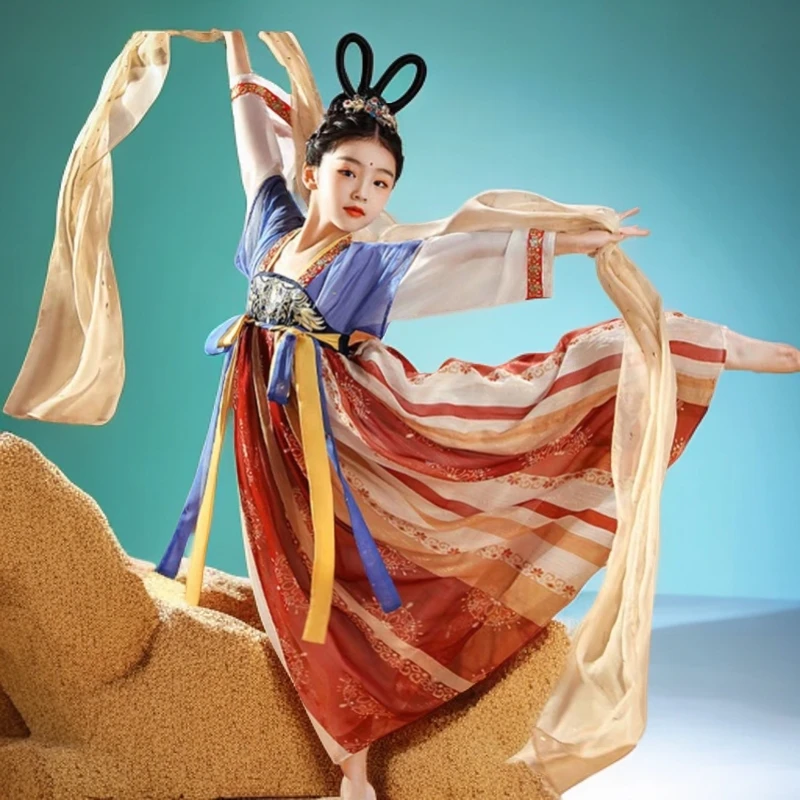 女童汉服敦煌飞天儿童古装连衣裙古典舞蹈汉服襦裙清仓不退换