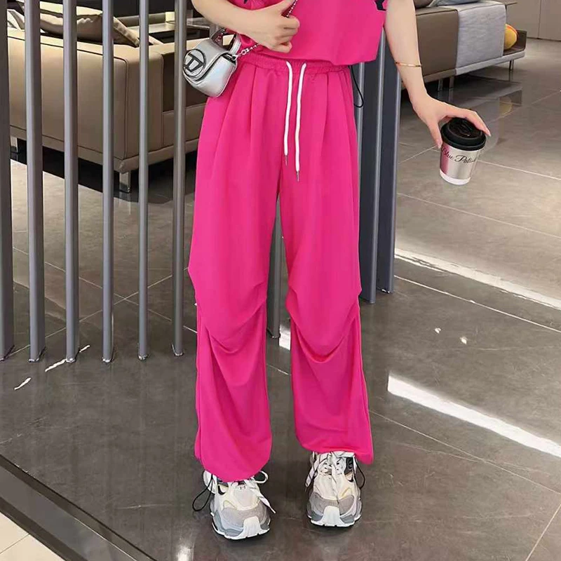 夏季广场舞裤子薄款透气垂感阔腿裤团体健身演出跳舞长裤