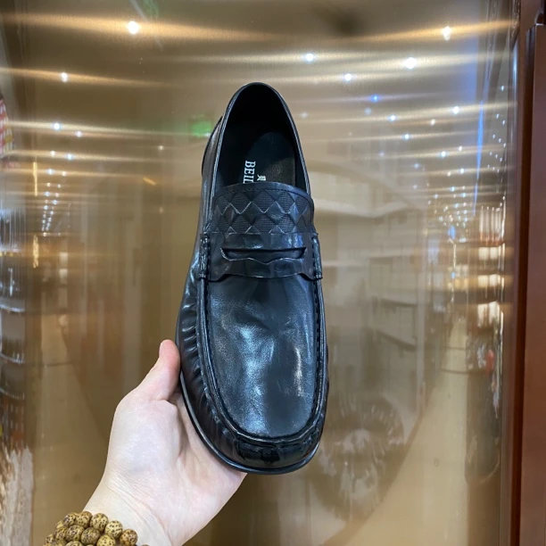 0013-1单鞋，男款商务休闲鞋，头层牛皮 软皮软底 底垫牛皮