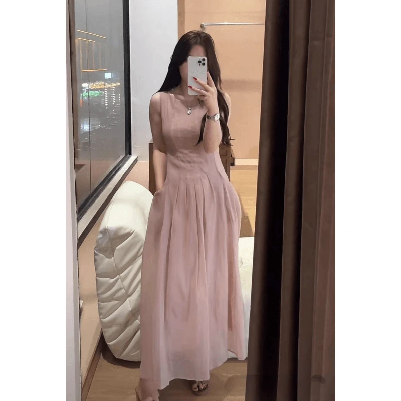 一只雪雪【仲夏甜茶】新款夏季韩版法式蓬蓬纱面设计显瘦连衣裙