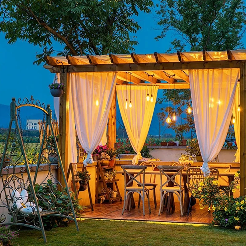 户外凉亭防水窗纱室外露台葡萄架民宿遮阳防雨防霉纱帘纱幔田园风