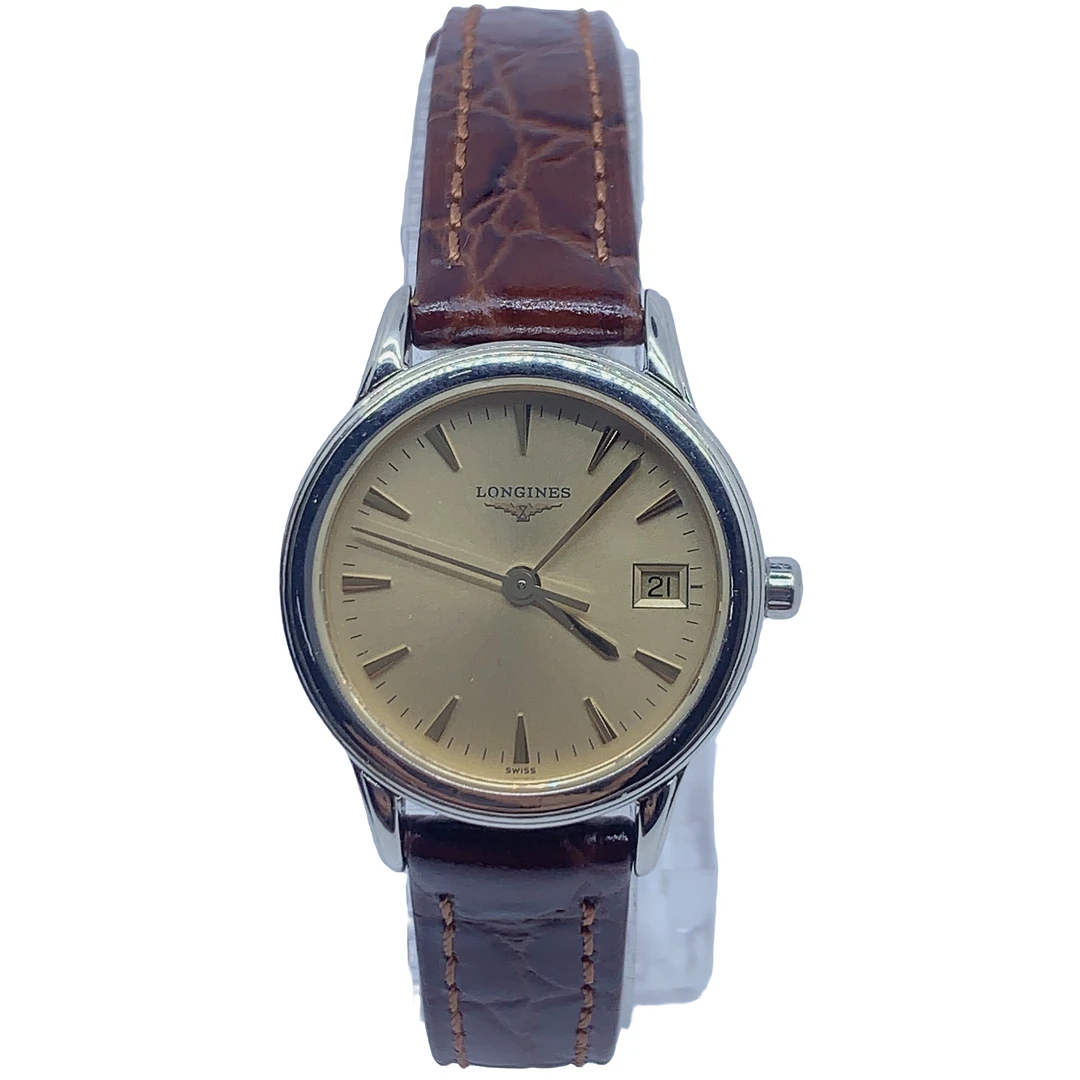 95新 Longines/浪琴 07946/B女士石英腕表/25盘/表带扣后配