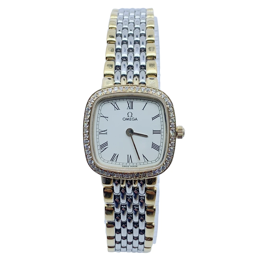95新 Omega/欧米茄 07879/蝶飞系列/女士石英腕表/21方盘/后镶钻