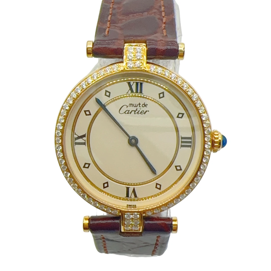 95新 Cartier/卡地亚 70280/女士石英表/30盘/表带扣后配/后镶钻
