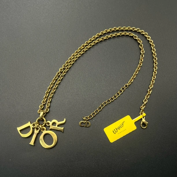 95新  PP中古 vintage Dior迪奥大字母拼写项链