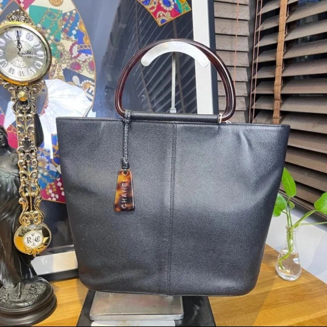 95新  CHANEL 香奈儿中古黑色手柄手提包