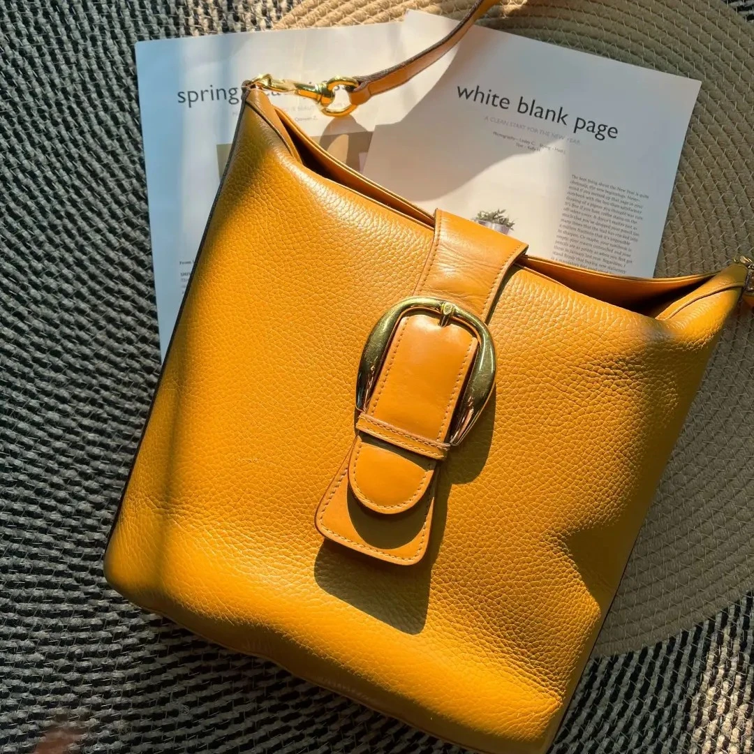 95新  Gucci 古驰中古大号金棕色斜挎包