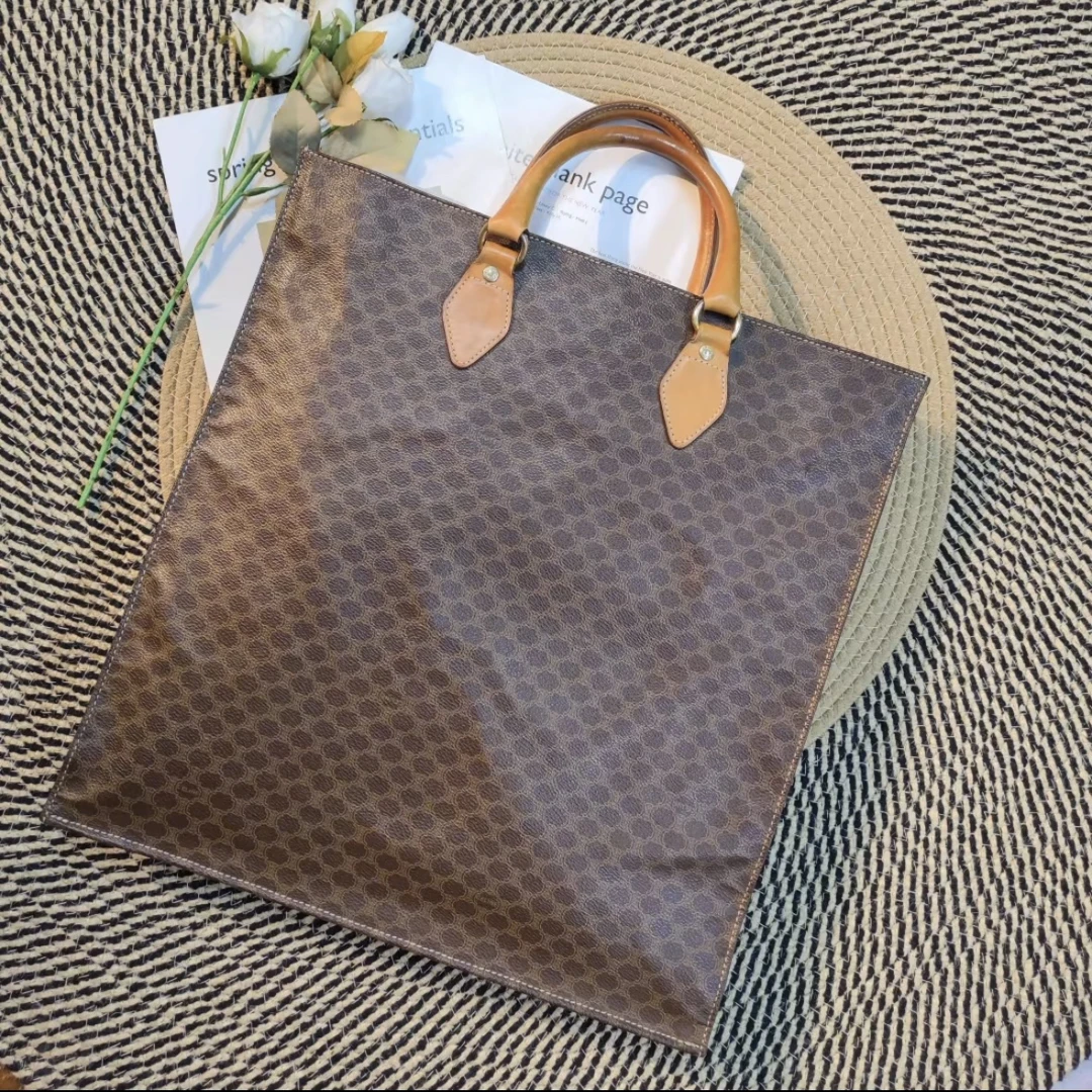 95新  Celine瑟琳中古大号棕色老花手提托特包百搭时尚