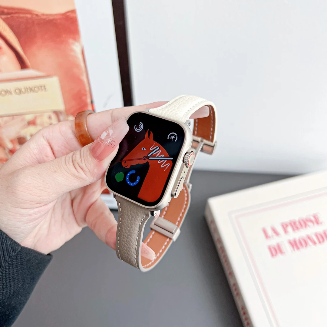 小蛮腰荔枝纹表带适用苹果iwatchs9/8手表带applewatch磁吸ultra