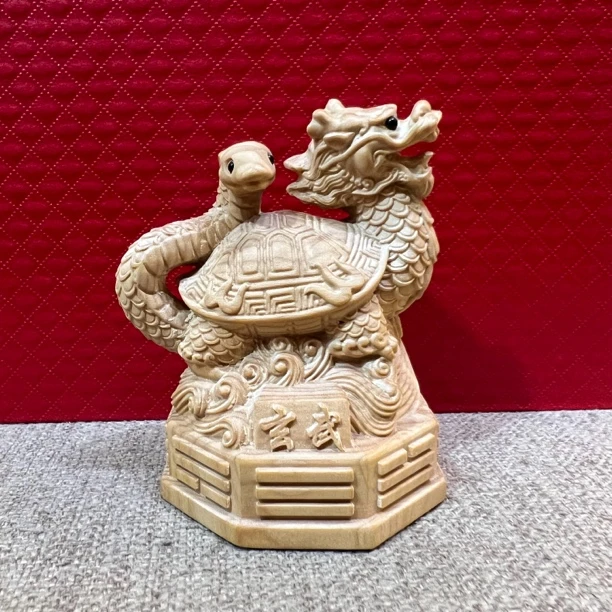 黄杨木雕刻四神兽摆件青龙白虎朱雀玄武家居装饰工艺品