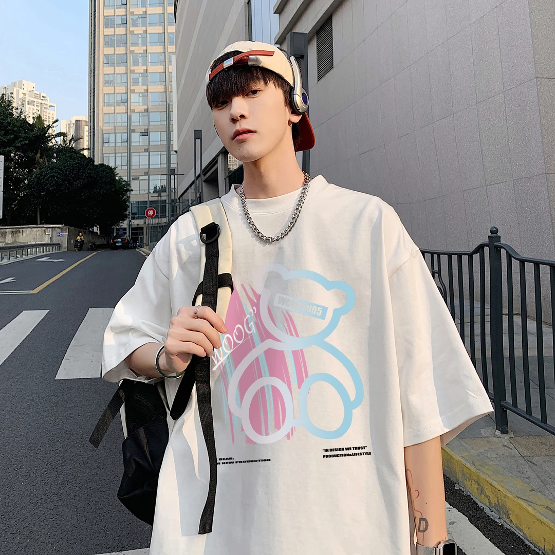 【260克纯棉】短袖港风潮牌印花T恤 男女装同款圆领纯棉打底衫半袖