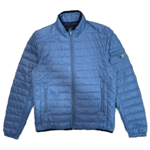 Prada海军蓝三角标羽绒服99新50码