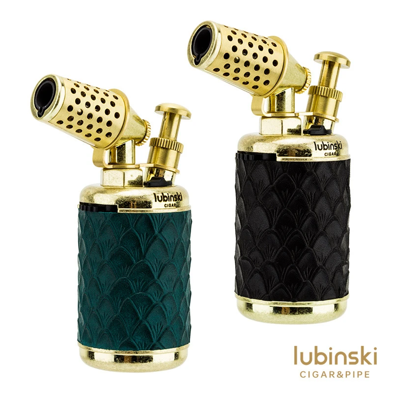 LUBINSKI雪茄打火机锌合金单直冲带开孔器安全锁鲁宾斯基台式火机