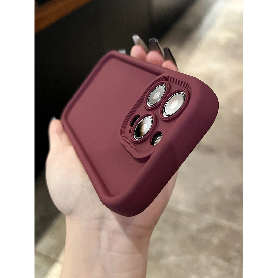 简约梅子色适用于苹果15手机壳iphone14promax防摔13/12全包xsmax