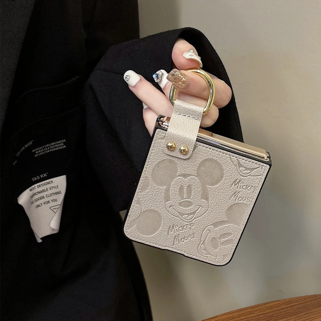 卡通潮牌米奇皮纹指环适用oppofindn3flip手机壳华为Pocket2女款