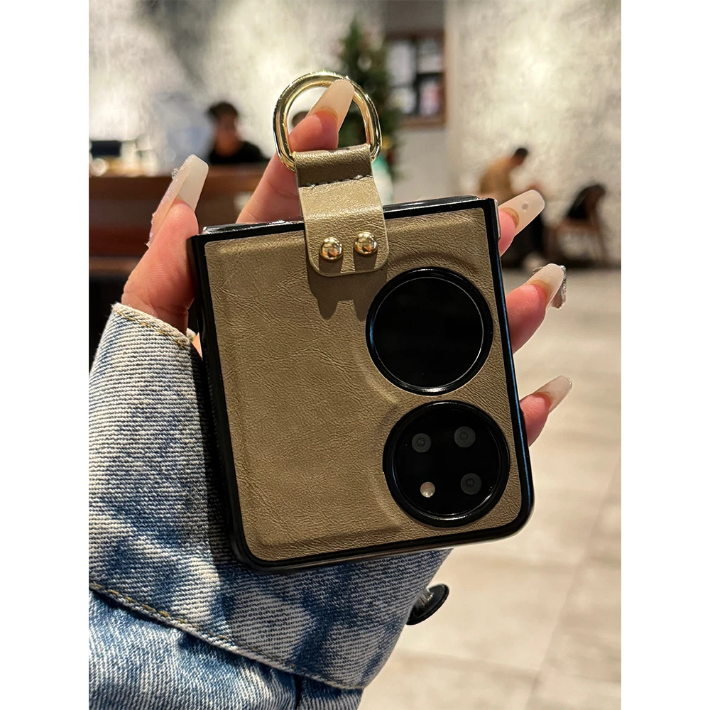 华为p50pocket手机壳新款纯色指环扣折叠屏保护套pocketS高档全包