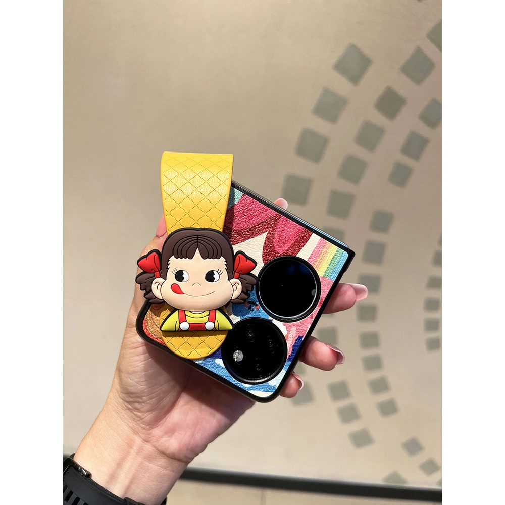 不二家牛奶妹华为Pocket2手机壳P50Pocket宝盒折叠屏腕带卡通可爱