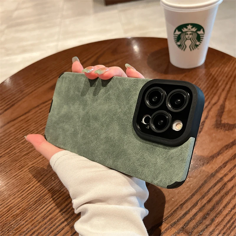 翻毛皮纹适用苹果16手机壳iphone15防指纹14/13/12全包防摔软壳xr