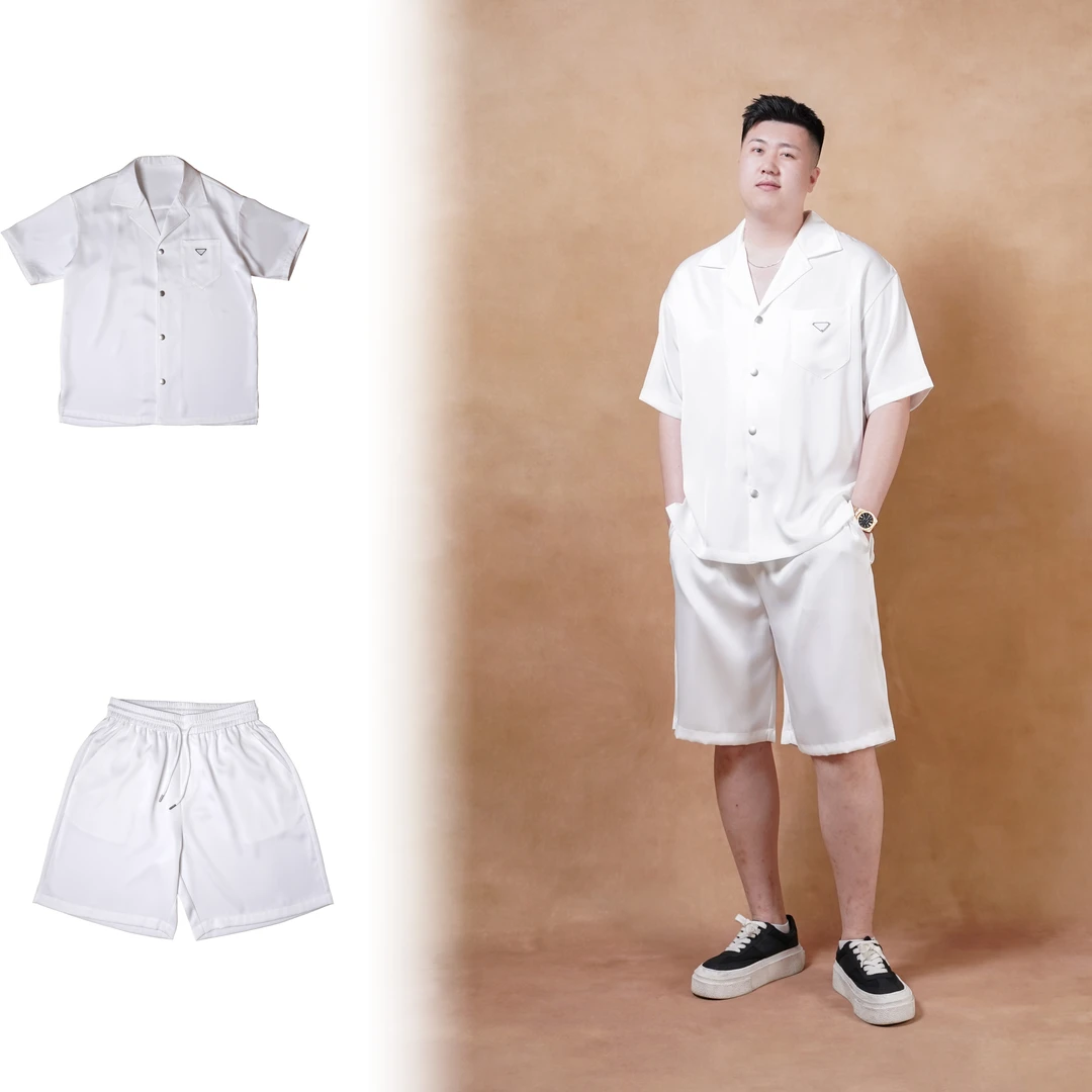 马丁叔叔 夏季新款清凉丝滑缎面质感 短裤套装 经典高级