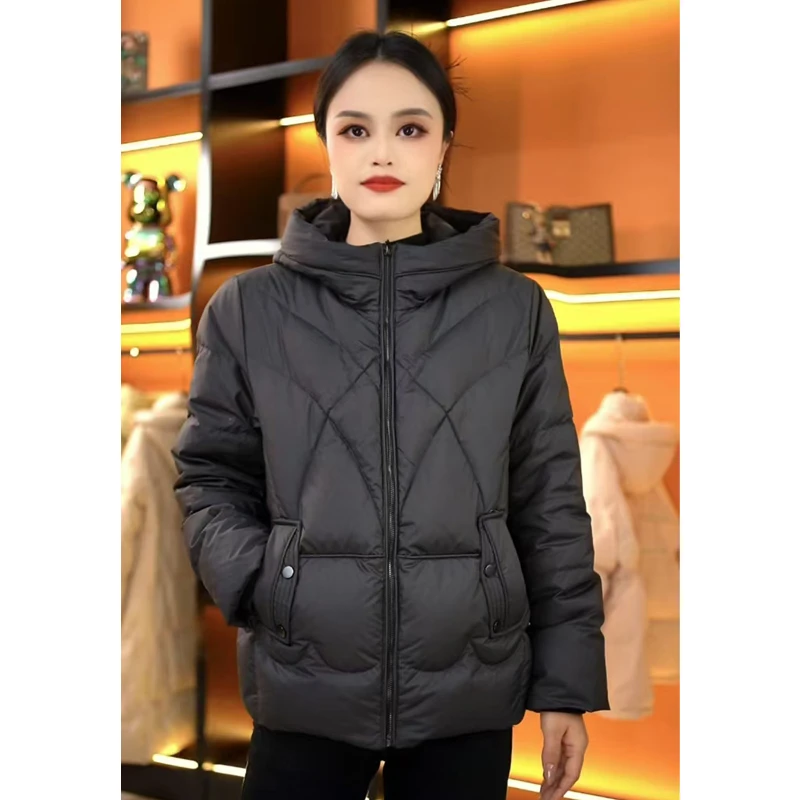 佐芭朵2024新款白鸭绒休闲宽松百搭连帽羽绒服ZR7127