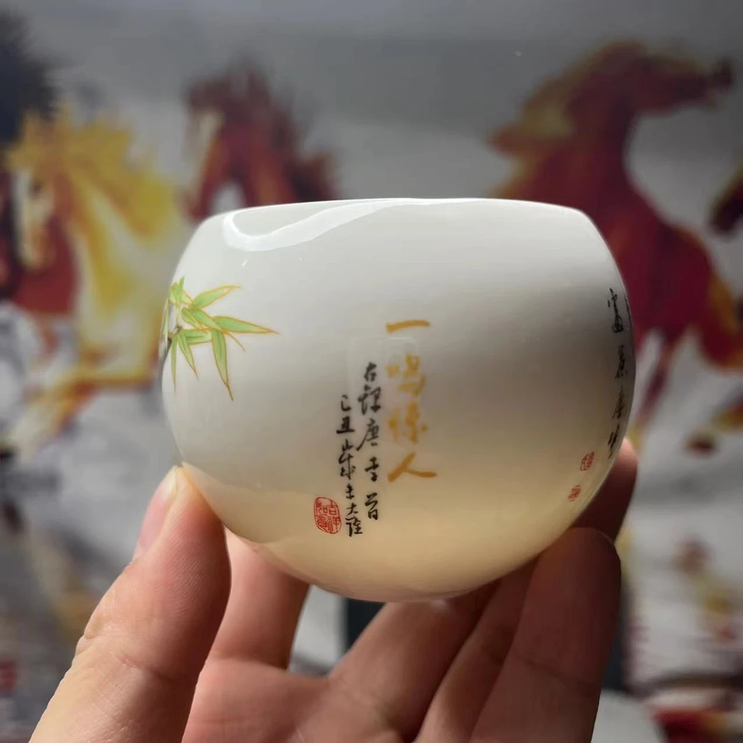 一鸣惊人 羊脂玉 主人杯A 精美无暇 茶器 茶具 无礼盒