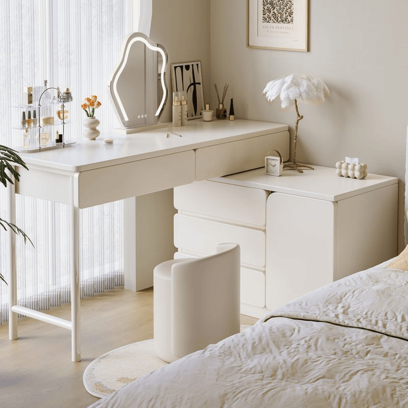 【小扬哥推荐】梳妆台卧室现代简约新款奶油风斗柜床头柜化妆台一