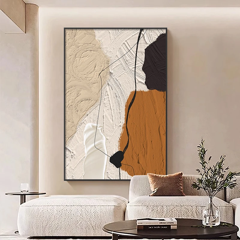 抽象客厅装饰画轻奢高级感挂画侘寂复古风沙发背景墙壁画2024新款