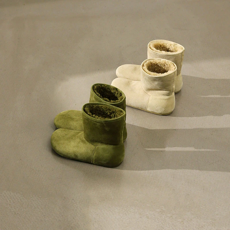 吕小布 | 进口冰岛羊皮毛一体雪地靴 冬季加厚短靴女0388