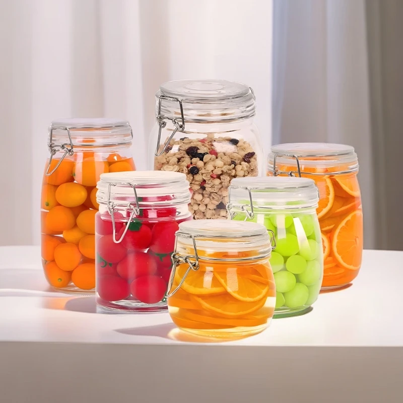 玻璃瓶子卡扣咸菜罐硅胶密封圈零食坚果密封罐泡酒瓶储玻璃罐子