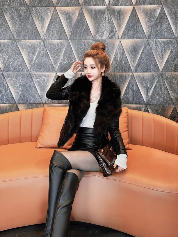 【茹哥】新款气质狐狸毛皮草大毛领显瘦小个子皮衣外套630