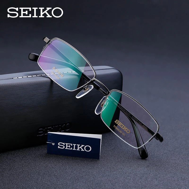SEIKO/精工眼镜架 男士近视眼镜框 大脸钛材半框眼镜HT01077