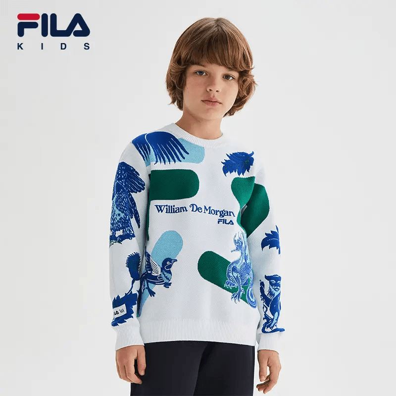 FILA/斐乐儿童2024春季男中大童长袖运动休闲时尚毛衣K12B414405F